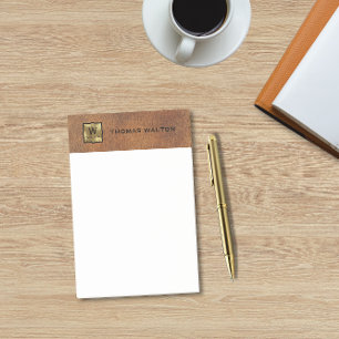 Gold Monogram Genuine Leather Look Elegant Post-it Notes