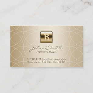 Gold Monogram Geo Patterns OB/GYN Business Card