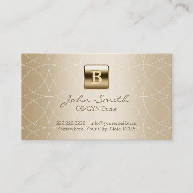 Gold Monogram Geo Patterns OB/GYN Business Card | Zazzle