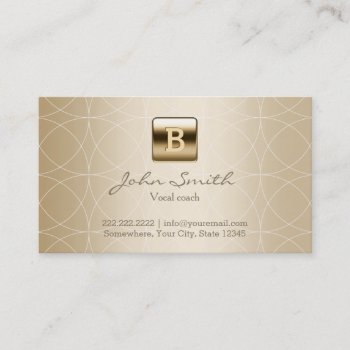 Gold Monogram Geo Patterns Vocal Coach Business Card by cardfactory at Zazzle