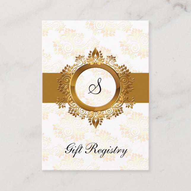 gold monogram  Gift registry  Cards (Front)