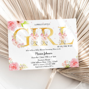 Gold Monogram Girl Baby Shower Invitation