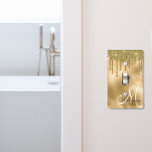 Gold Monogram Glitter Drips Pretty Girly Light Switch Cover<br><div class="desc">This design may be personalized in the area provided by changing the photo and/or text. Or it can be customized by clicking Personalize this Template and then choosing the click to customize further option and delete or change the color of the background, add text, change the text color or style,...</div>