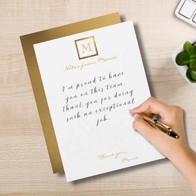 Gold Monogram Gold Personalized Note Cards (Creator Uploaded)