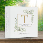 Gold Monogram Greenery Wedding Photo 3 Ring Binder<br><div class="desc">Botanical watercolor greenery gold monogram wedding photo binder. Personalize with your monogram initial and name to create a beautiful elegant binder that is unique to you. Designed by Thisisnotme©</div>
