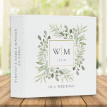 Gold Monogram Greenery Wedding Photo Album 3 Ring Binder<br><div class="desc">Botanical watercolor greenery monogram initials wedding photo binder. Personalize with your monogram initials,  special date,  and name to create a beautiful elegant binder that is unique to you. Designed by Thisisnotme©</div>
