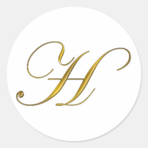 Gold Monogram H Envelope Seal Sticker