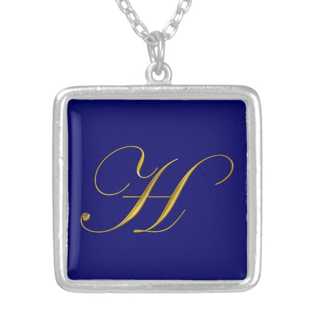 Gold Monogram H Initial Necklace (Front)