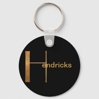 Gold Monogram [h] Keychain by colorwash at Zazzle