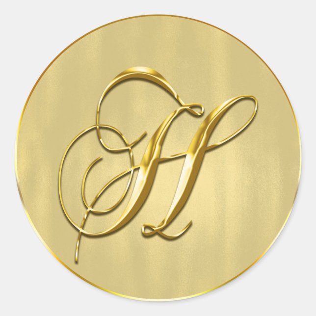Gold Monogram H Seal Wedding Invitation Holiday (Front)