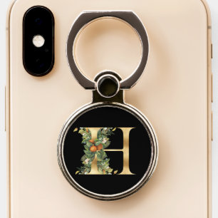 Gold Monogram H with Oranges Phone Ring Stand