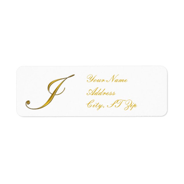 Gold Monogram I Return Address Labels (Front)