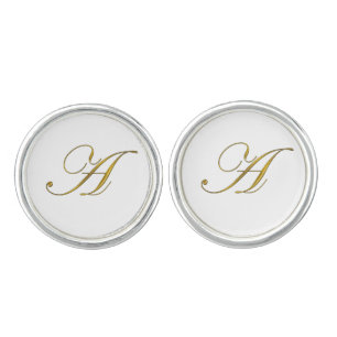 Gold Monogram Initial A Cufflinks