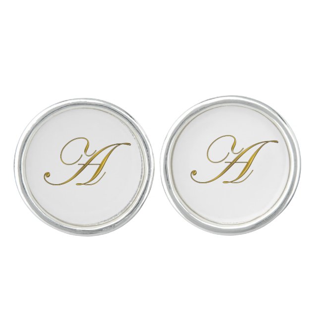 Gold Monogram Initial A Cufflinks (Front)