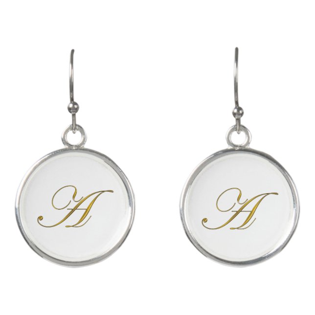 Gold Monogram Initial A  Earrings (Front)
