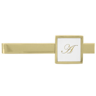 Gold Monogram Initial A Finish Tie Bar