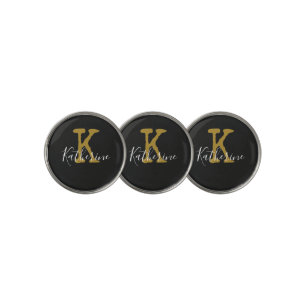 Gold Monogram Initial and Name Golf Balls Ball Marker