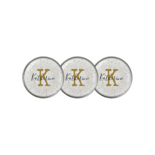 Gold Monogram Initial and Name Golf Balls Golf Ball Marker