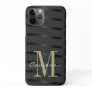 Gold Monogram Initial and Name On Black iPhone 11 Pro Case