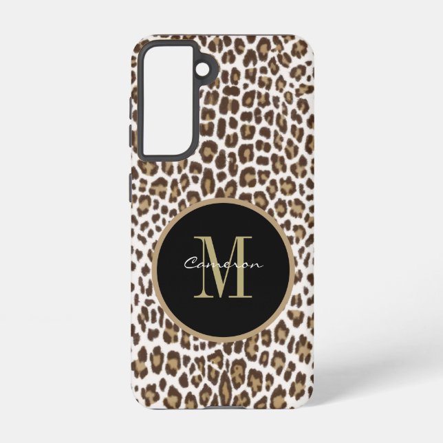 Gold Monogram Initial and Name On Black Gift Samsung Galaxy Case (Back)
