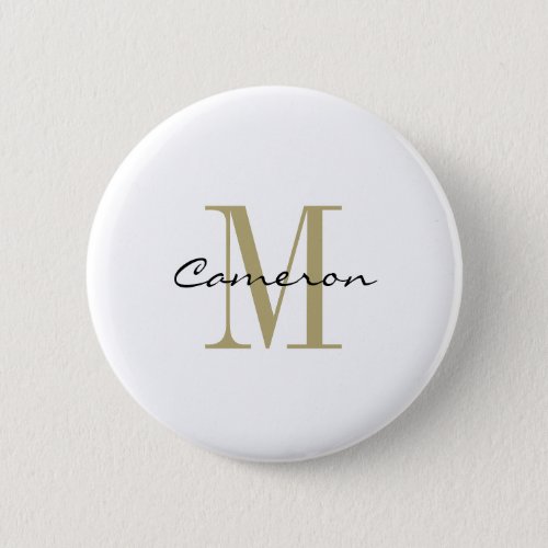 Gold Monogram Initial and Name Personalized Button