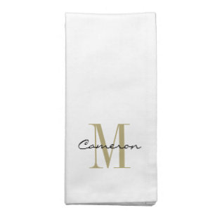 Gold Monogram Initial and Name Personalized Gift Cloth Napkin
