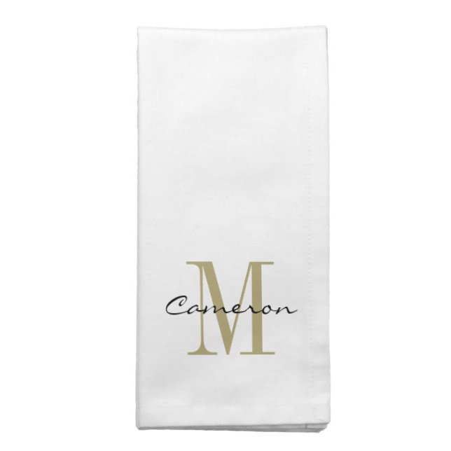 Gold Monogram Initial and Name Personalized Gift Cloth Napkin (Folded)