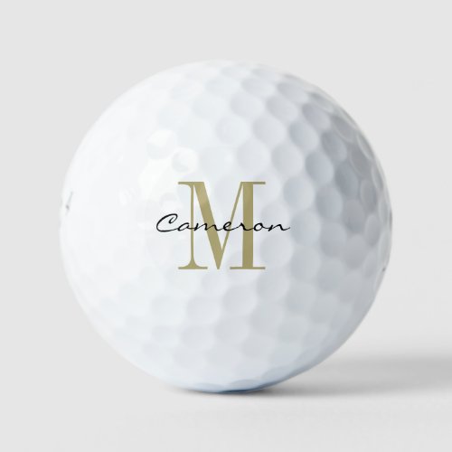 Gold Monogram Initial and Name Personalized Gift Golf Balls