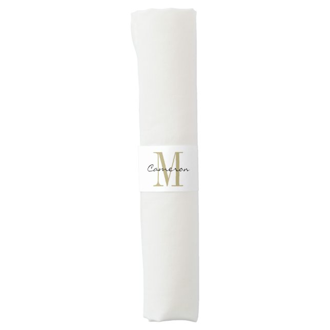 Gold Monogram Initial and Name Personalized Gift Napkin Bands (Front)