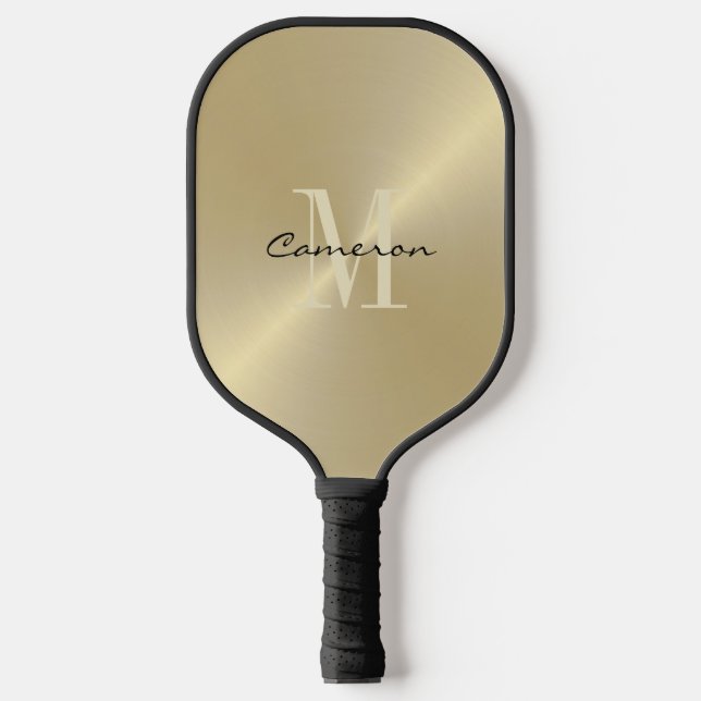 Gold Monogram Initial and Name Personalized Gold Pickleball Paddle (Front)
