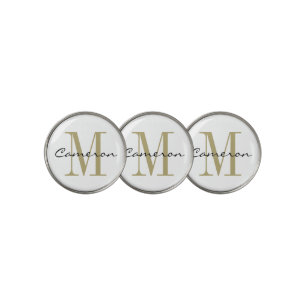 Gold Monogram Initial and Name Personalized Golf Ball Marker