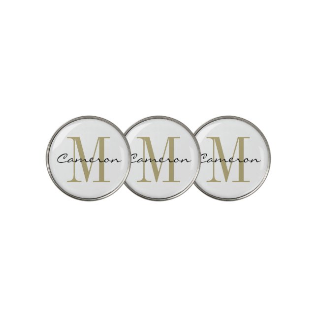Gold Monogram Initial and Name Personalized Golf Ball Marker (3 Up)