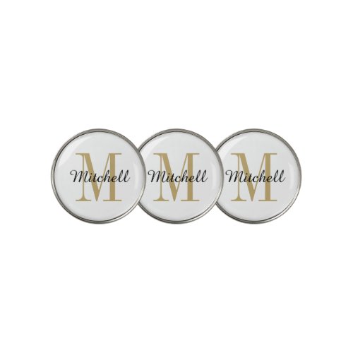 Gold Monogram Initial and Name Personalized Golf Ball Marker