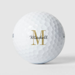 Gold Monogram Initial and Name Personalized Golf Balls | Zazzle