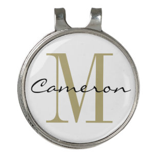 Gold Monogram Initial and Name Personalized Golf Hat Clip