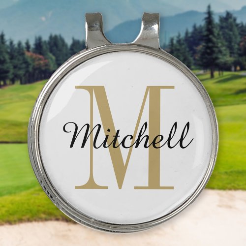 Gold Monogram Initial and Name Personalized Golf Hat Clip