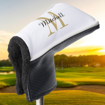 Gold Monogram Initial And Name Personalized Golf Head Cover by jenniferstuartdesign at Zazzle