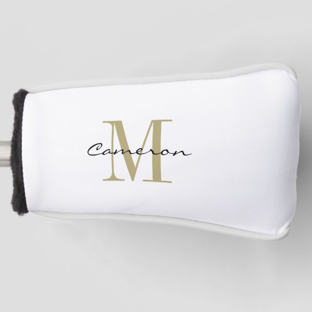 Gold Monogram Initial and Name Personalized  Golf Head Cover (Front)