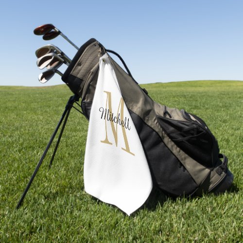 Gold Monogram Initial and Name Personalized Golf Towel