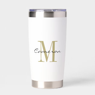 Gold Monogram Initial and Name Personalized Insulated Tumbler
