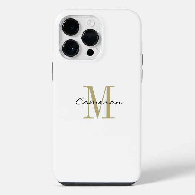 Gold Monogram Initial and Name Personalized Iphone Case (Back)