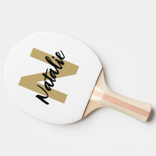 Gold Monogram Initial and Name Personalized Ping Pong Paddle