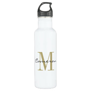 Gold Monogram Initial and Name Personalized Stainless Steel Water Bottle