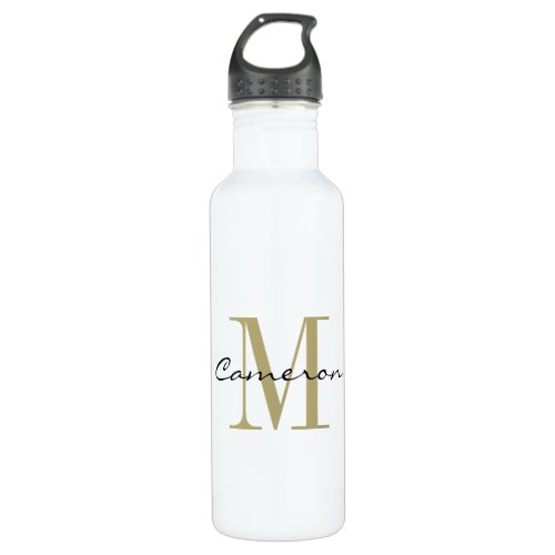 Gold Monogram Initial and Name Personalized  Stainless Steel Water Bottle