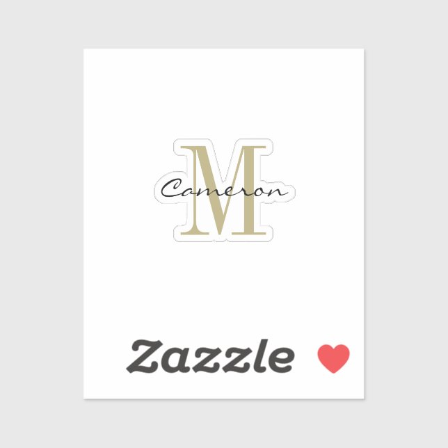 Gold Monogram Initial and Name Personalized Sticker (Sheet)