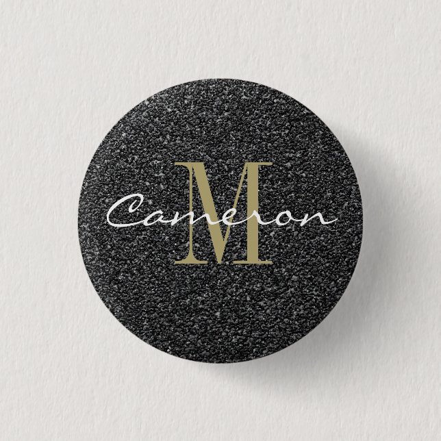 Gold Monogram Initial and Name Sandpaper Button (Front)