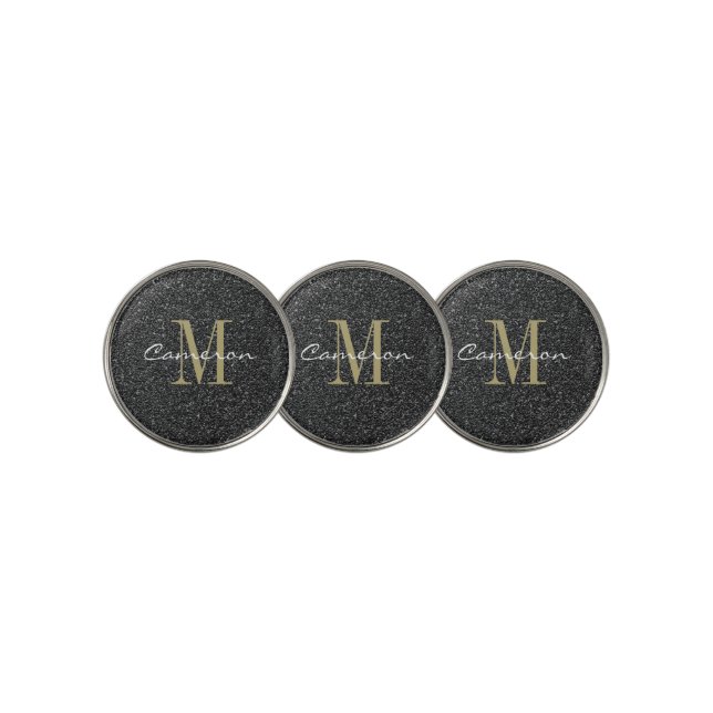 Gold Monogram Initial and Name Sandpaper Golf Ball Marker (3 Up)