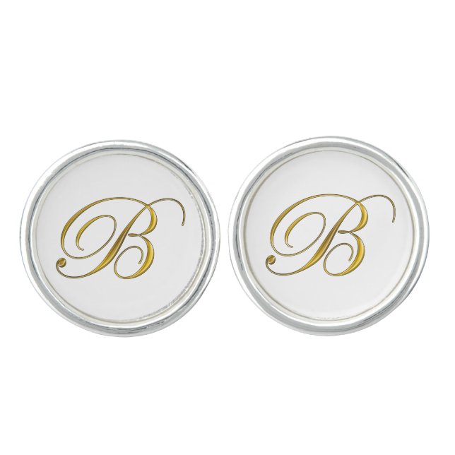 Gold Monogram Initial B Cufflinks (Front)