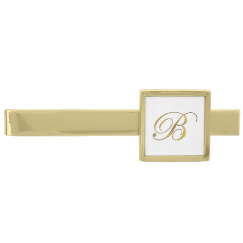 Gold Monogram Initial B Gold Finish Tie Bar