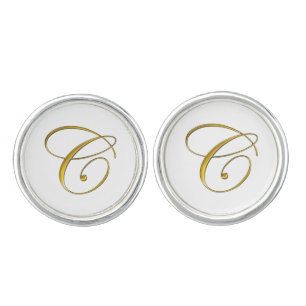 Gold Monogram Initial C Cufflinks